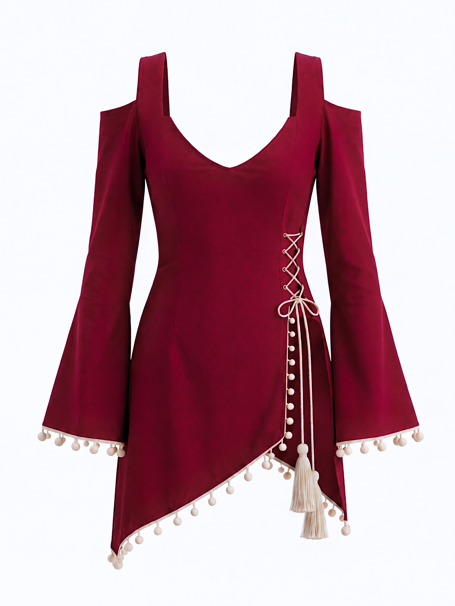 Front Slit Corset-Tie Kurti - Maroon