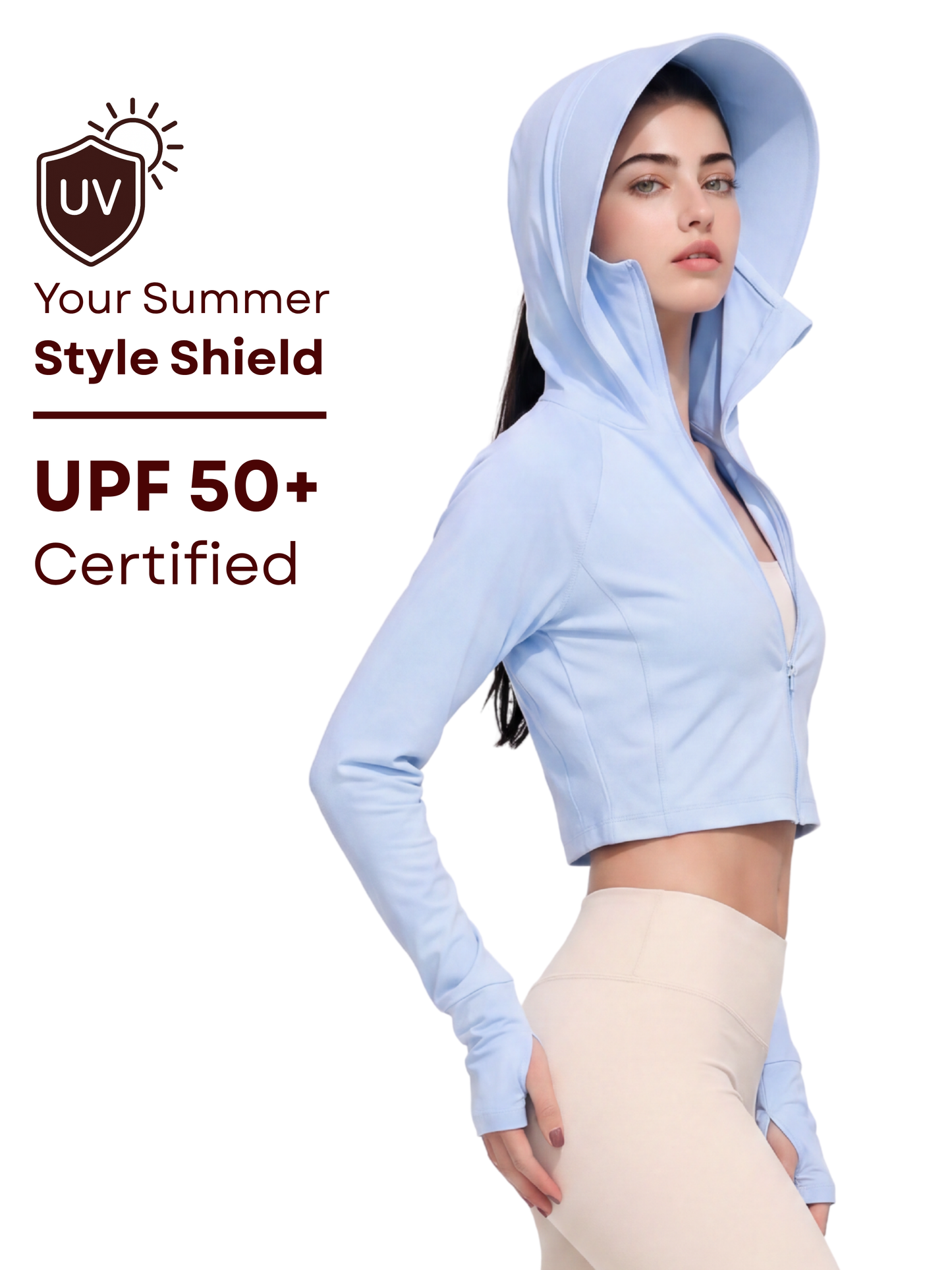 Crop Sunscreen UPF50+ Jacket - Sky
