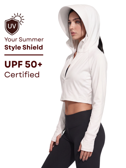 Crop Sunscreen UPF50+ Jacket - White