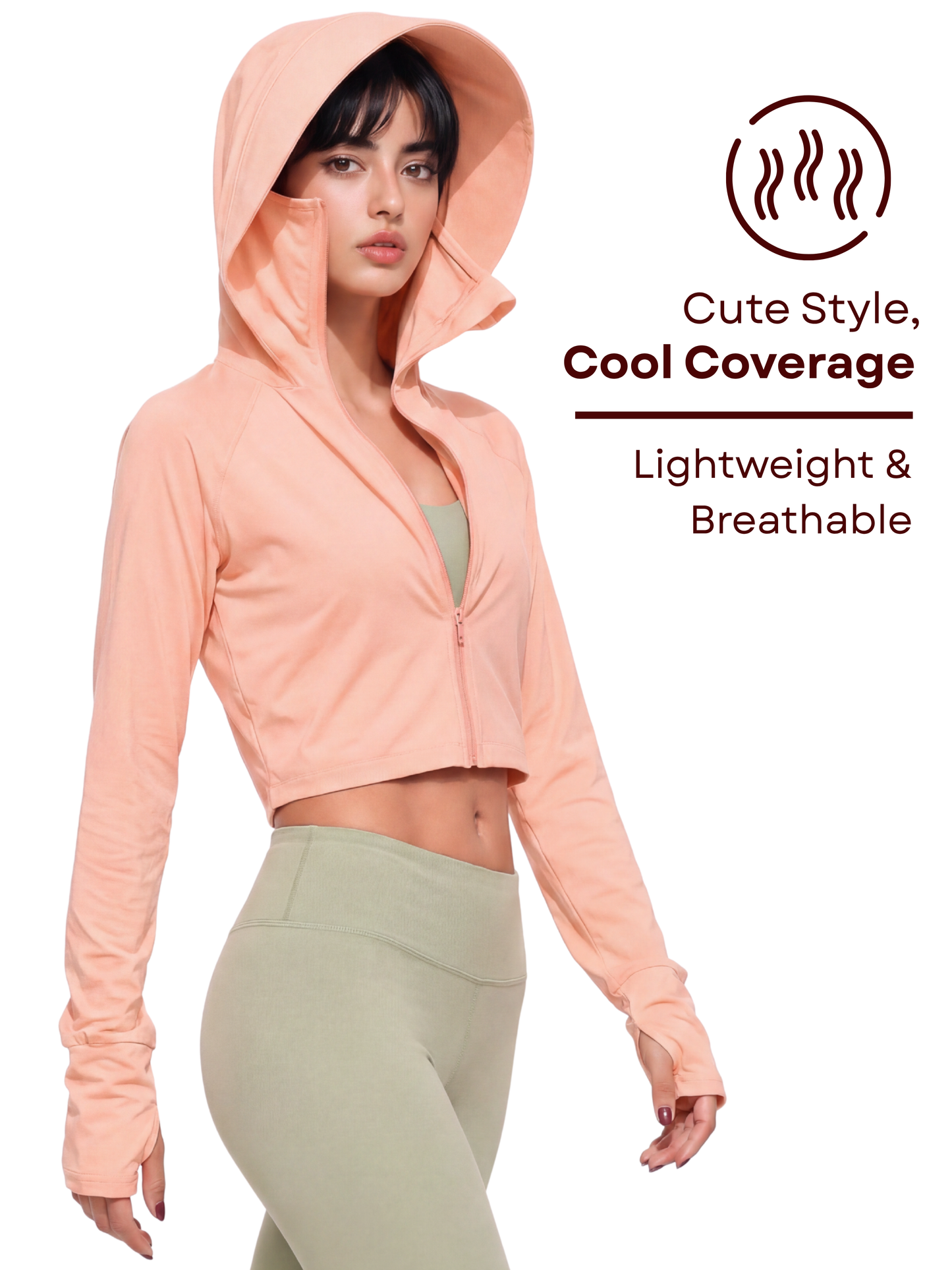 Crop Sunscreen UPF50+ Jacket - Peach