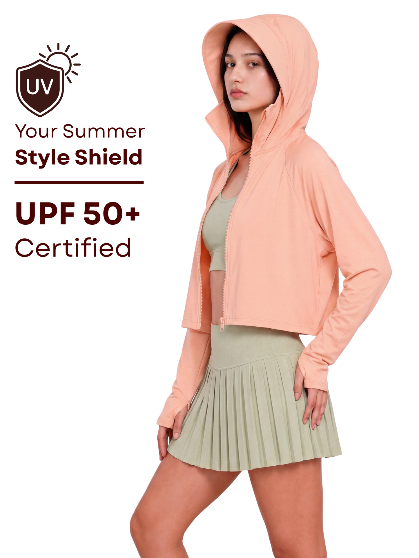 Oversized Sunscreen UPF50+ Jacket - Peach