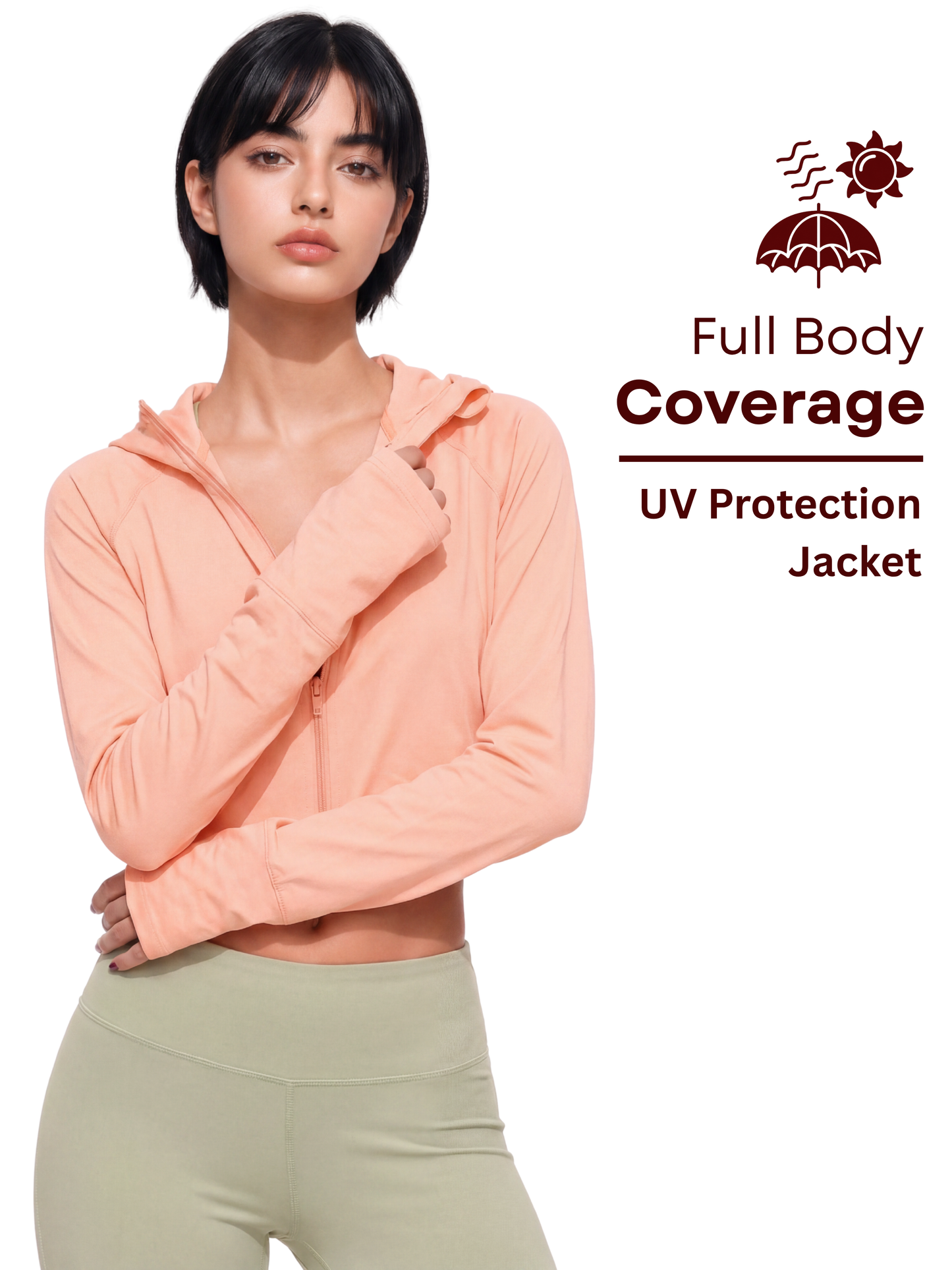 Crop Sunscreen UPF50+ Jacket - Peach