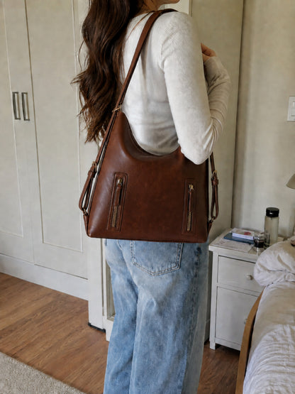 Luna - SwitchUp 2 In 1 Tote + Backpack - Dark Brown