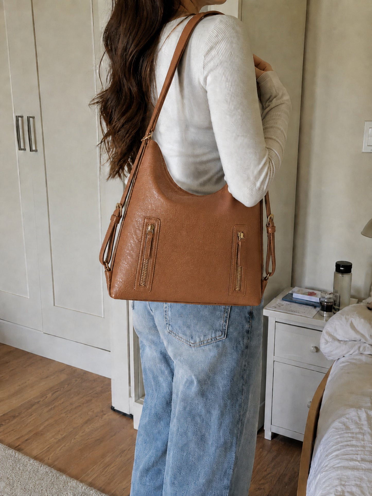 Luna - SwitchUp 2 In 1 Tote + Backpack - Light Brown