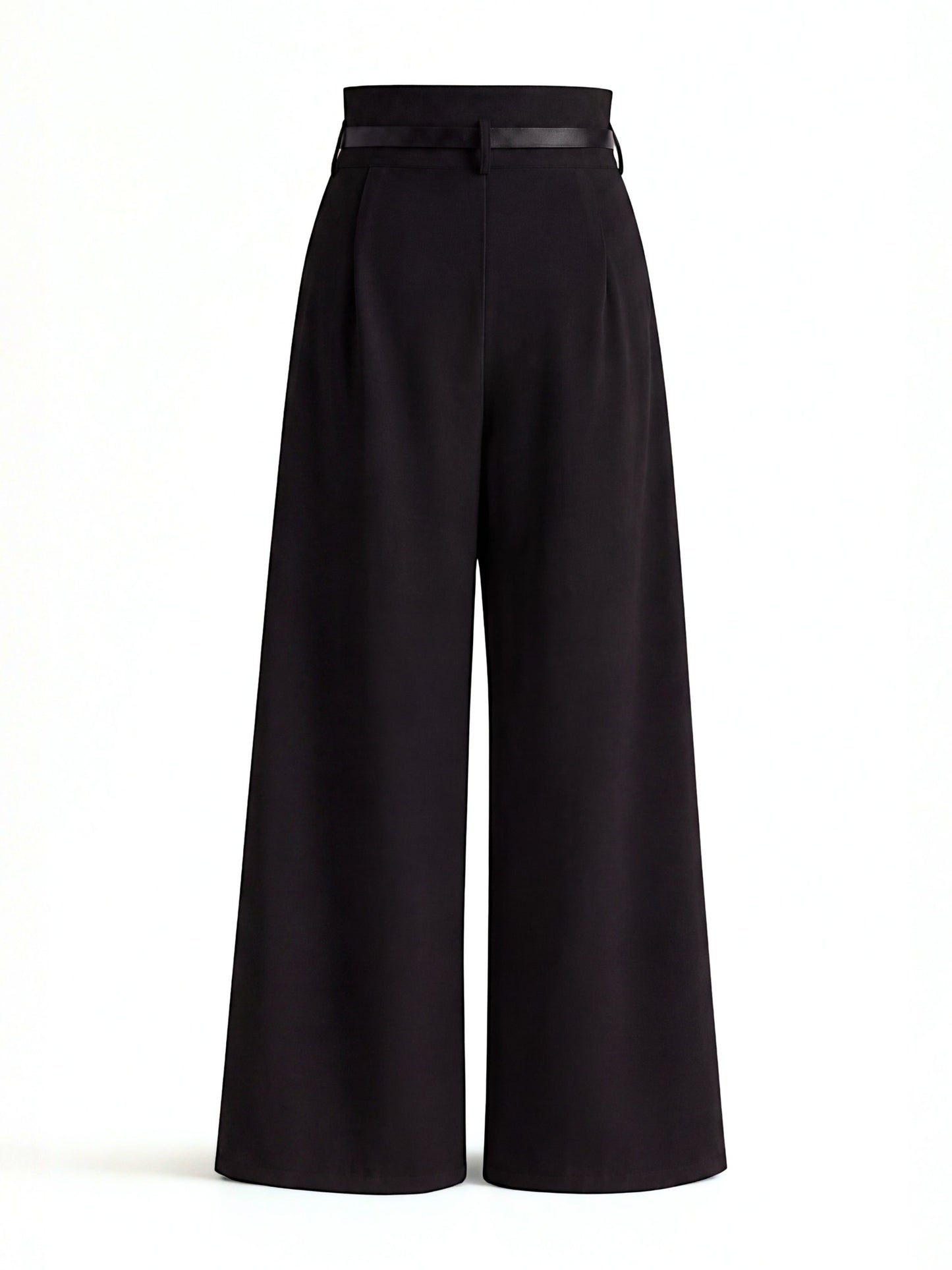 High Waist Pleated Korean Trousers-Black