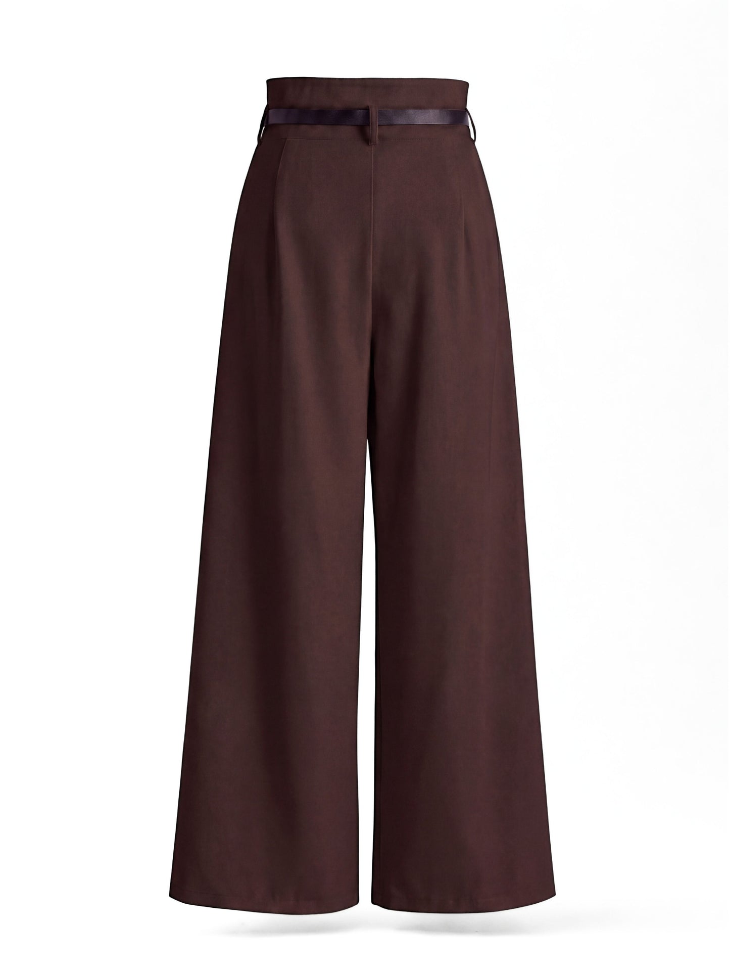 High Waist Pleated Korean Trousers-Brown