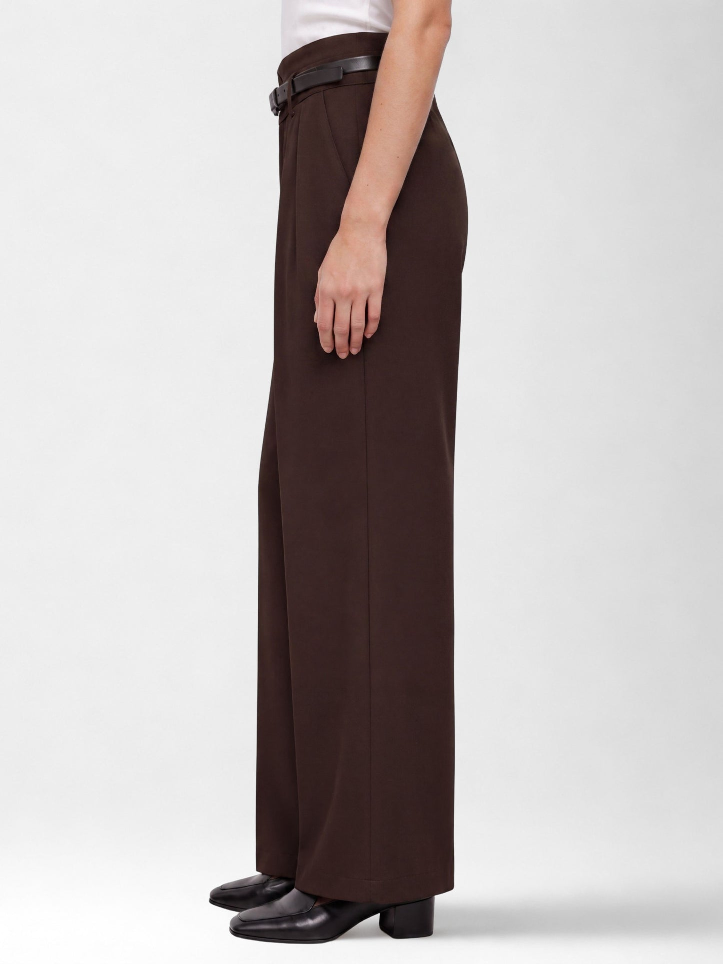 High Waist Pleated Korean Trousers-Brown