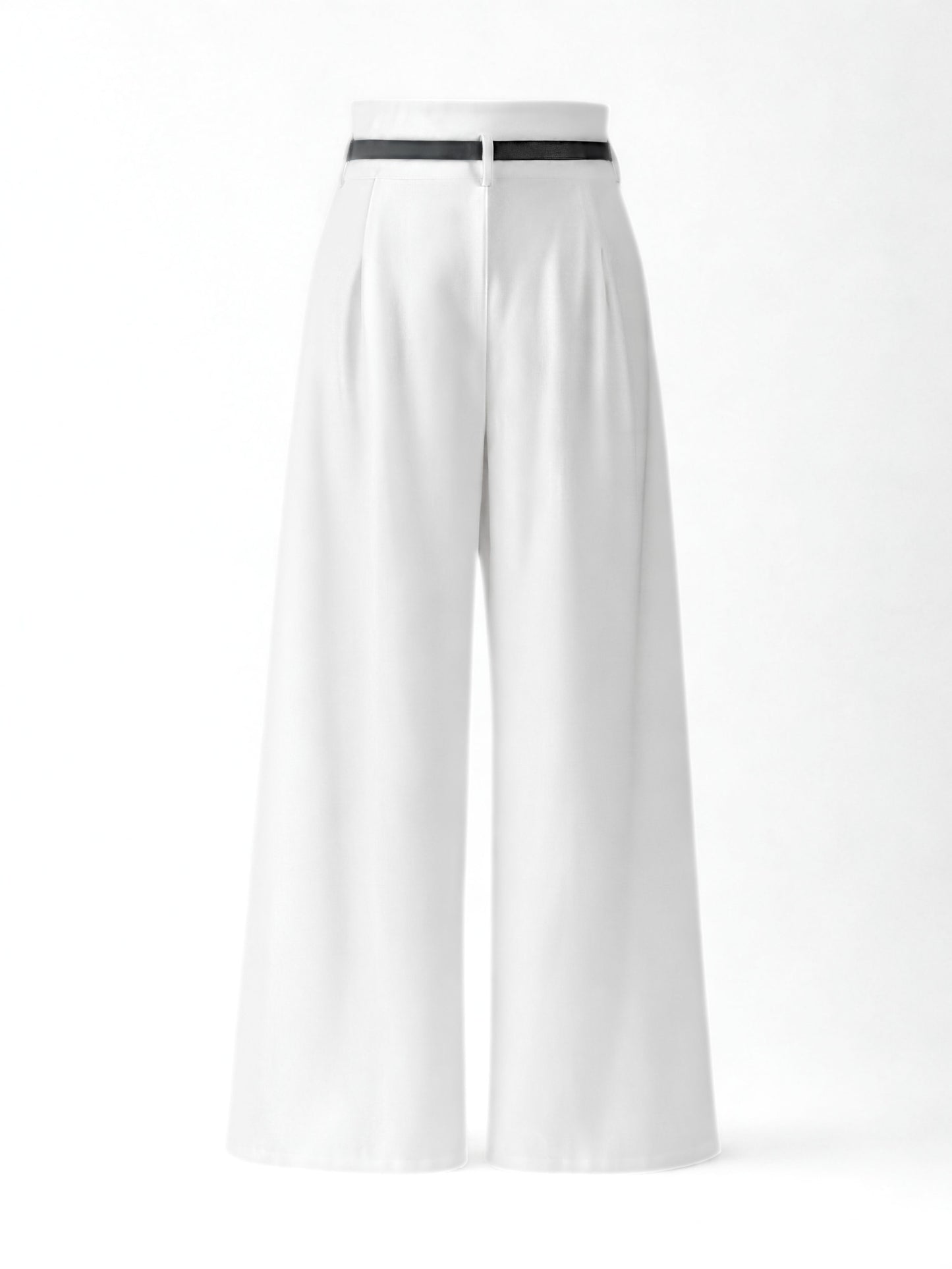 High Waist Pleated Korean Trousers-Off White
