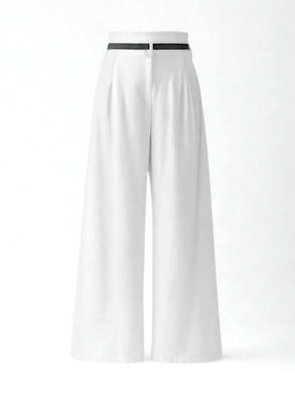 High Waist Pleated Korean Trousers-Off White