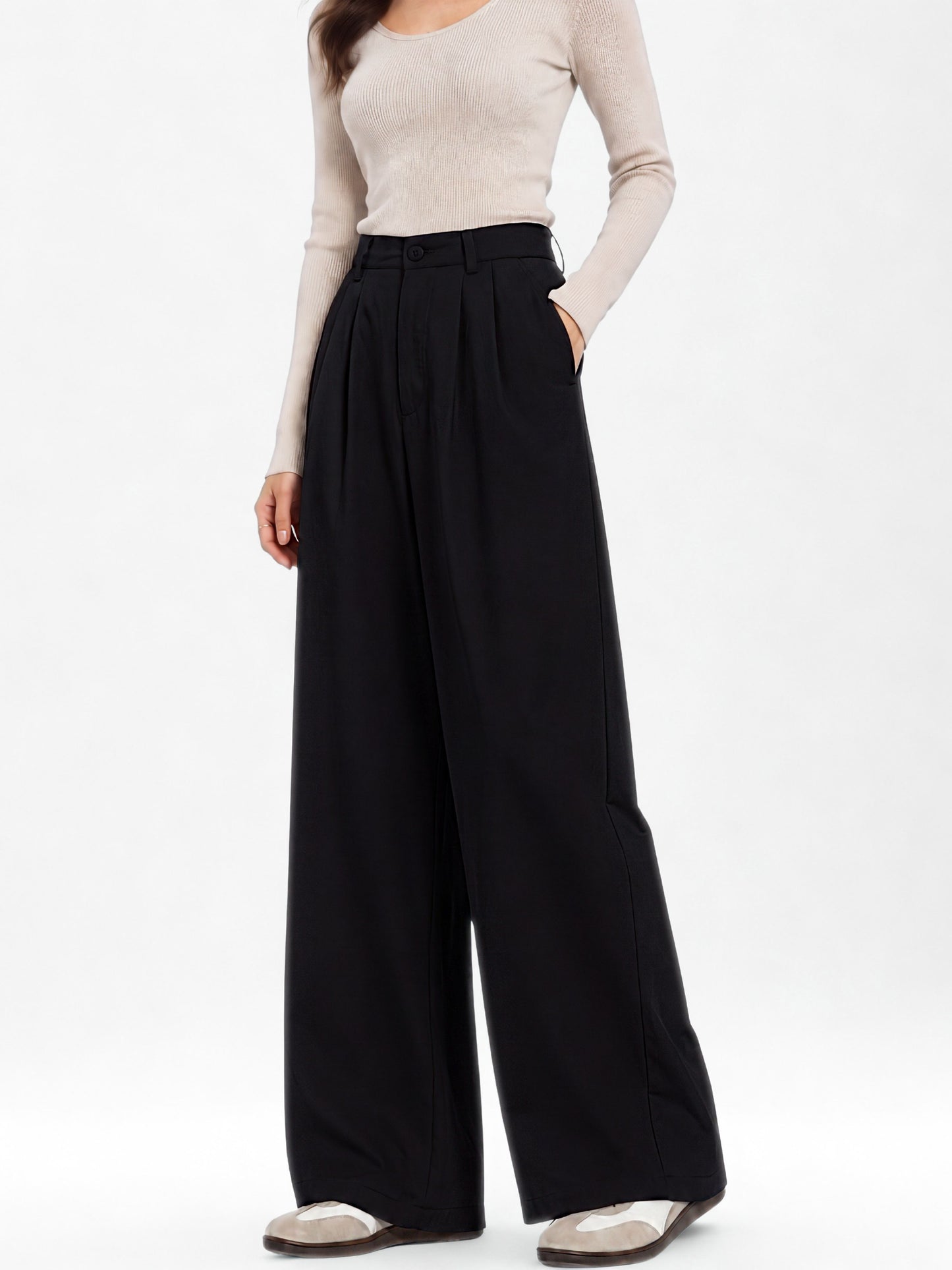 Seoul Wide-Leg Korean Pants- Black