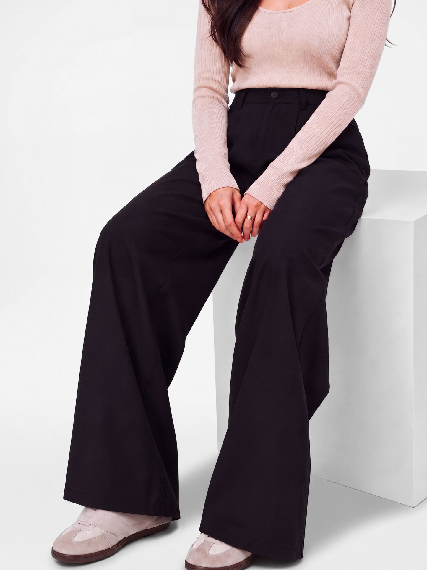 Seoul Wide-Leg Korean Pants- Black