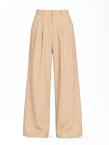 Seoul Wide-Leg Korean Pants- BEIGE