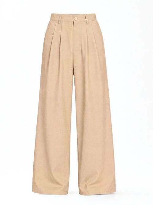 Seoul Wide-Leg Korean Pants- BEIGE