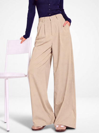 Seoul Wide-Leg Korean Pants- BEIGE
