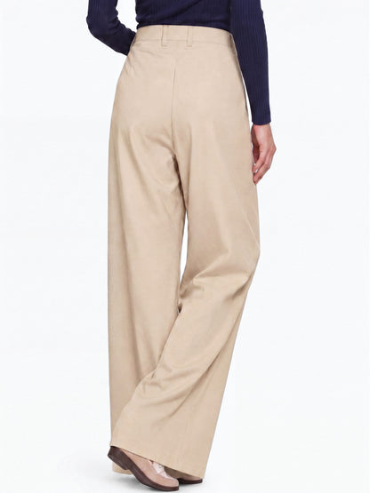 Seoul Wide-Leg Korean Pants- BEIGE