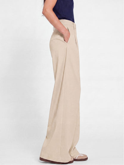 Seoul Wide-Leg Korean Pants- BEIGE