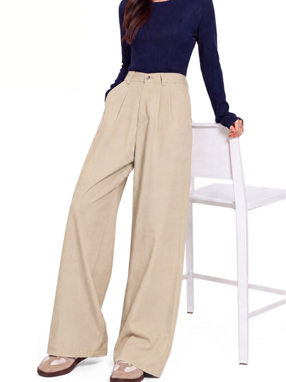 Seoul Wide-Leg Korean Pants- BEIGE