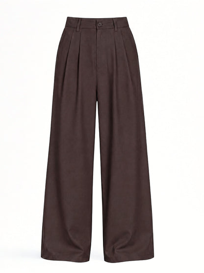 Seoul Wide-Leg Korean Pants- Brown