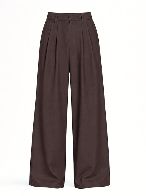 Seoul Wide-Leg Korean Pants- Brown