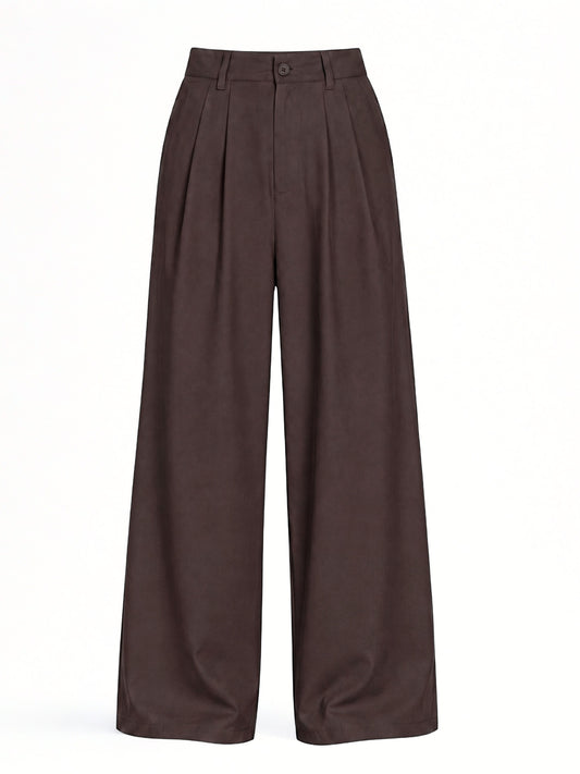 Seoul Wide-Leg Korean Pants- Brown