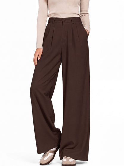 Seoul Wide-Leg Korean Pants- Brown