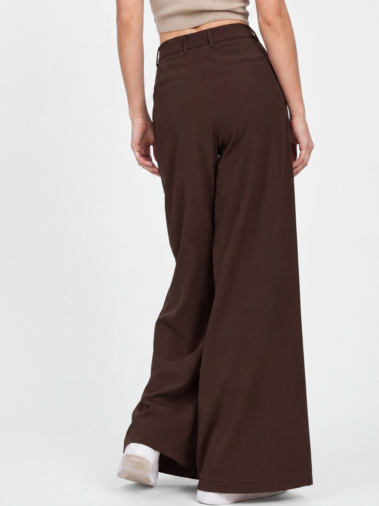Seoul Wide-Leg Korean Pants- Brown