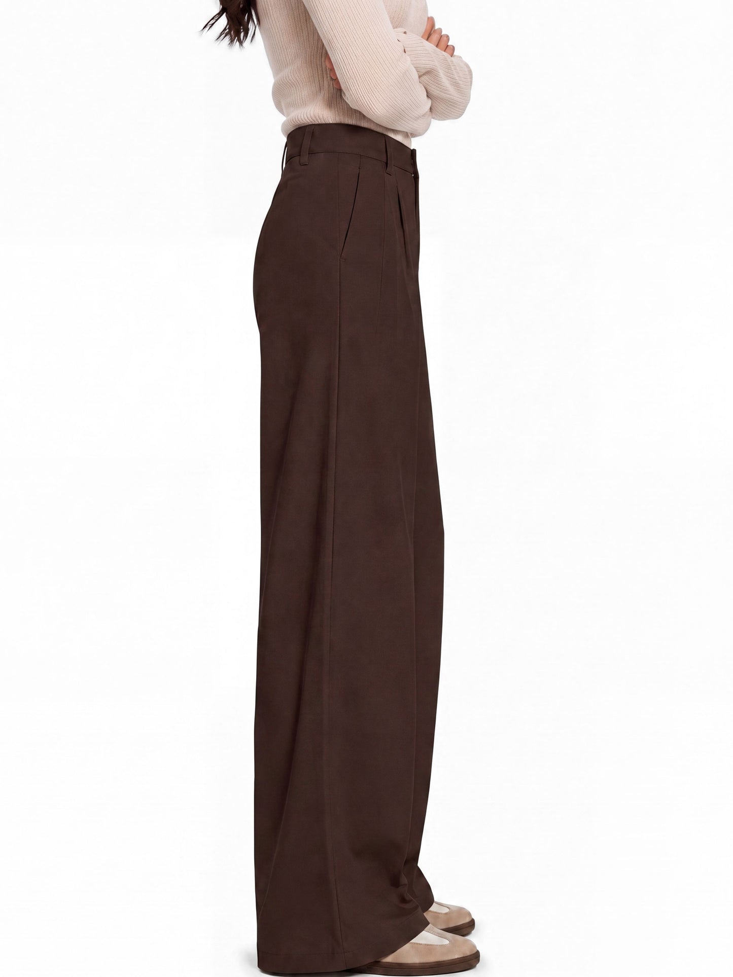 Seoul Wide-Leg Korean Pants- Brown