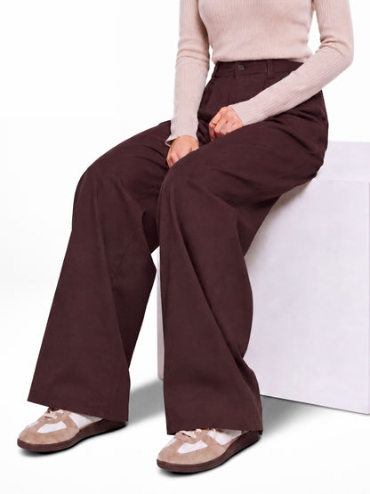 Seoul Wide-Leg Korean Pants- Brown