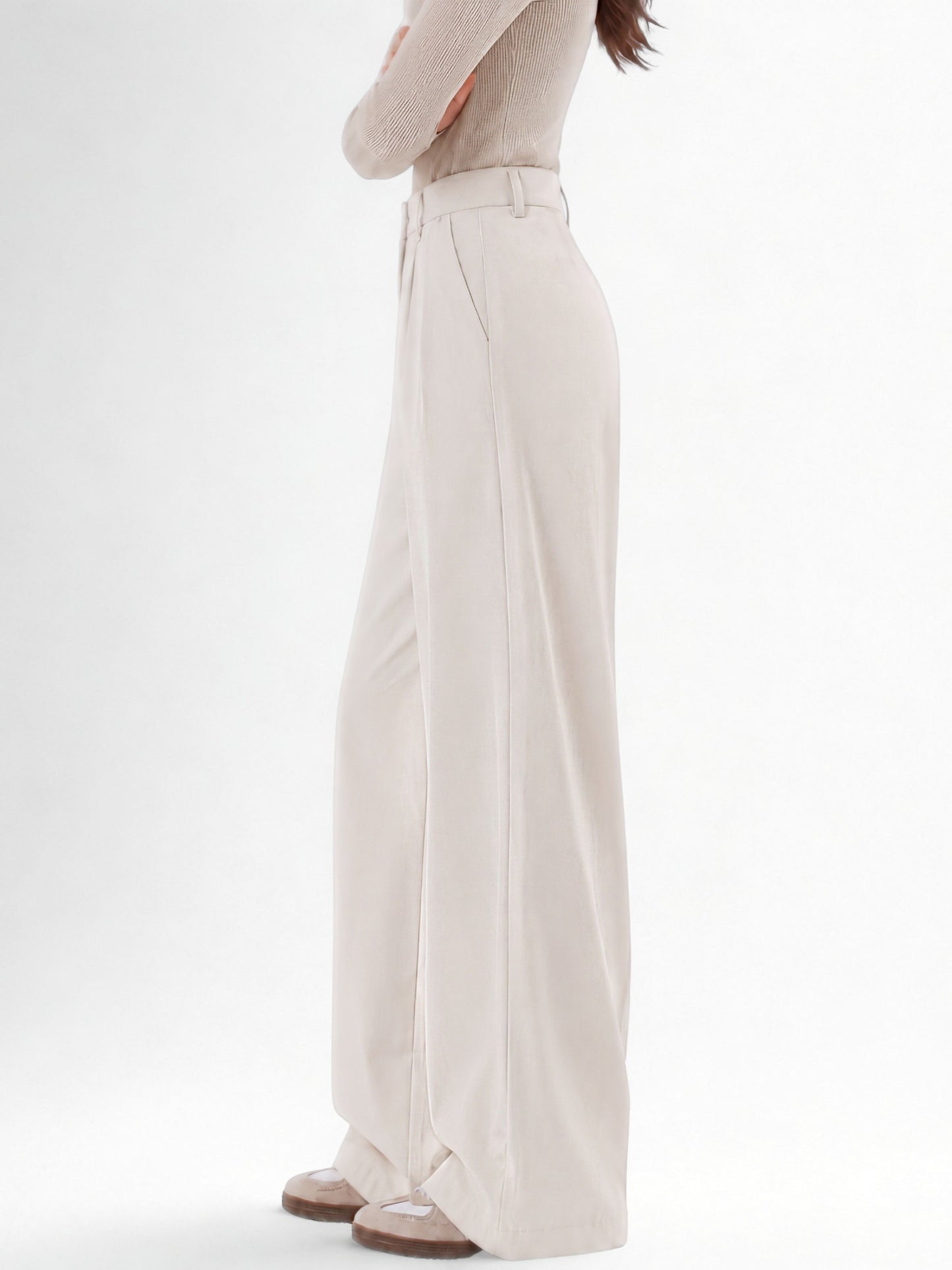 Seoul Wide-Leg Korean Pants- Off White