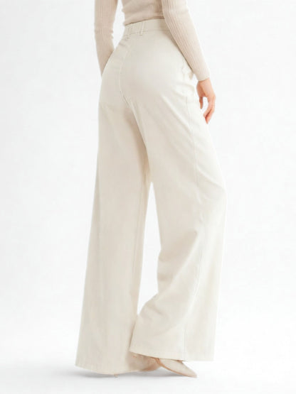 Seoul Wide-Leg Korean Pants- Off White