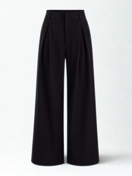Seoul Pleated Korean Trousers- Black