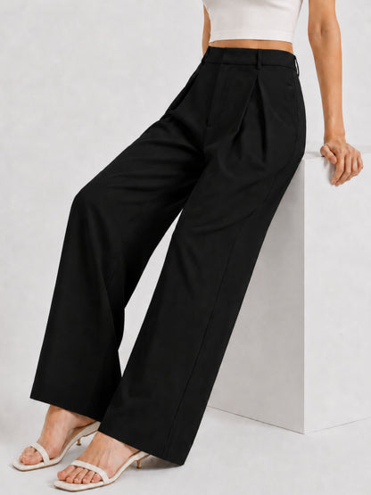 Seoul Pleated Korean Trousers- Black