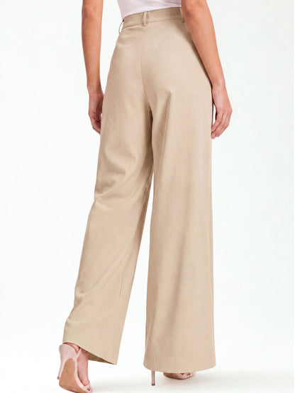 Seoul Pleated Korean Trousers- Beige