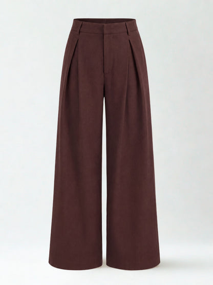 Seoul Pleated Korean Trousers- Brown