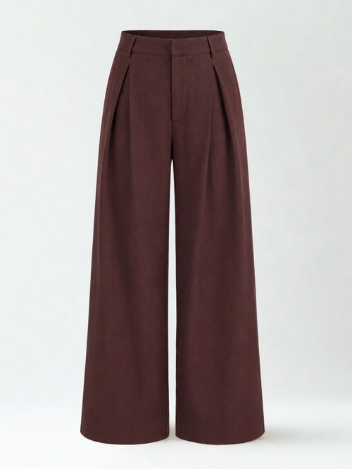Seoul Pleated Korean Trousers- Brown