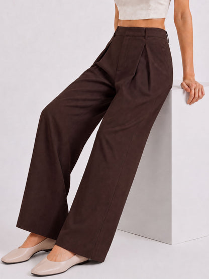 Seoul Pleated Korean Trousers- Brown