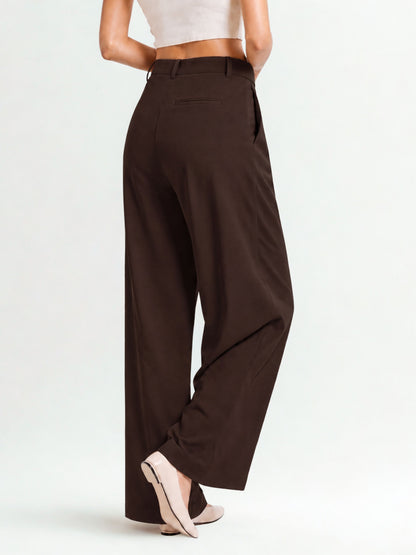 Seoul Pleated Korean Trousers- Brown