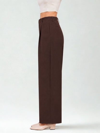 Seoul Pleated Korean Trousers- Brown