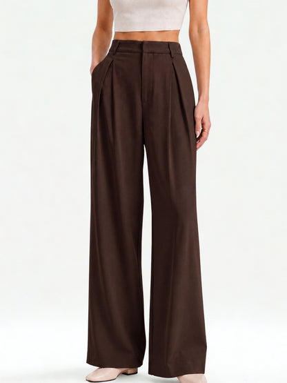 Seoul Pleated Korean Trousers- Brown