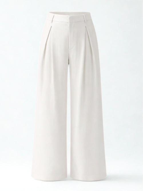 Seoul Pleated Korean Trousers- Off White