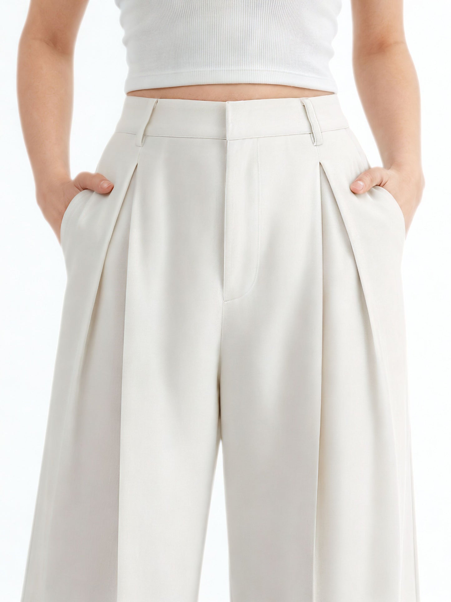Seoul Pleated Korean Trousers- Off White
