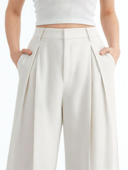 Seoul Pleated Korean Trousers- Off White