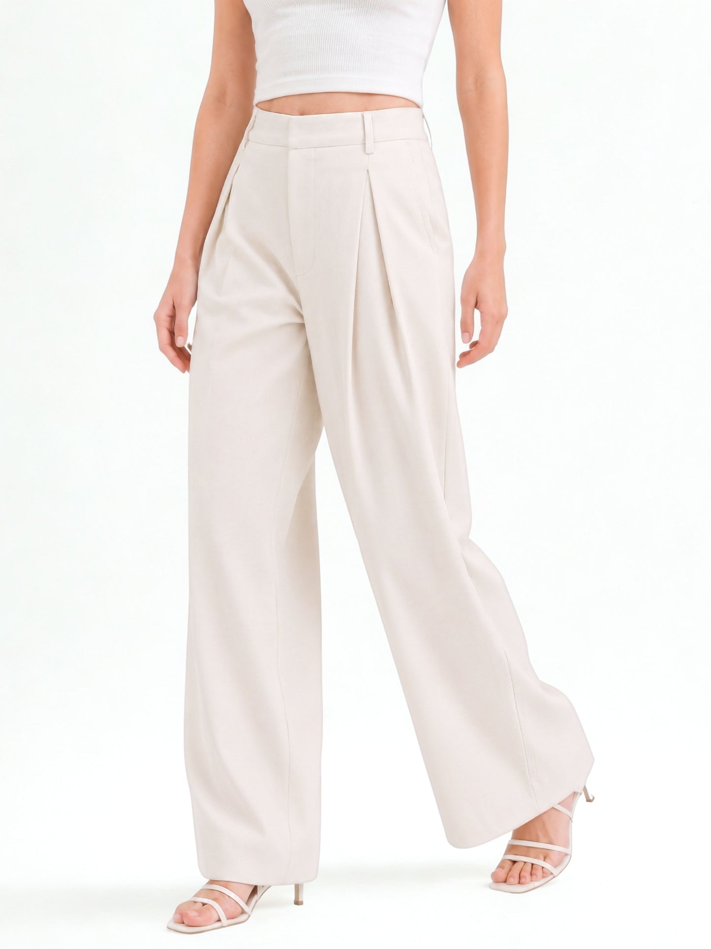 Seoul Pleated Korean Trousers- Off White