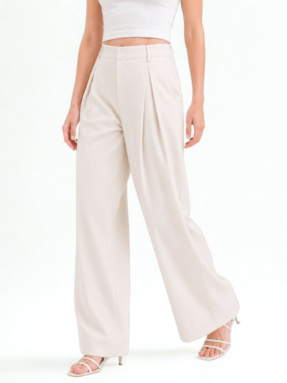 Seoul Pleated Korean Trousers- Off White