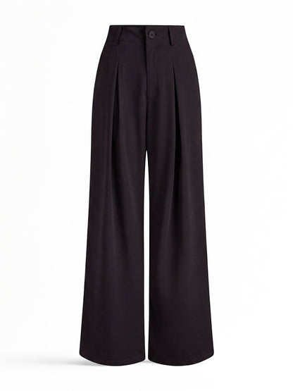 Everyday Korean Wide-Leg Pants- Black
