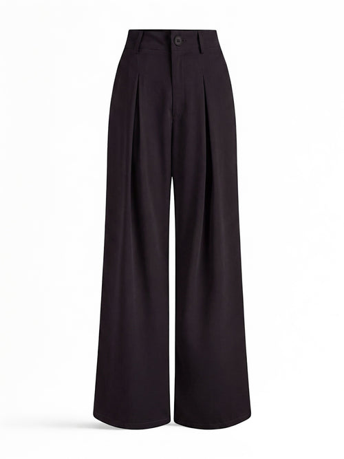 Everyday Korean Wide-Leg Pants- Black