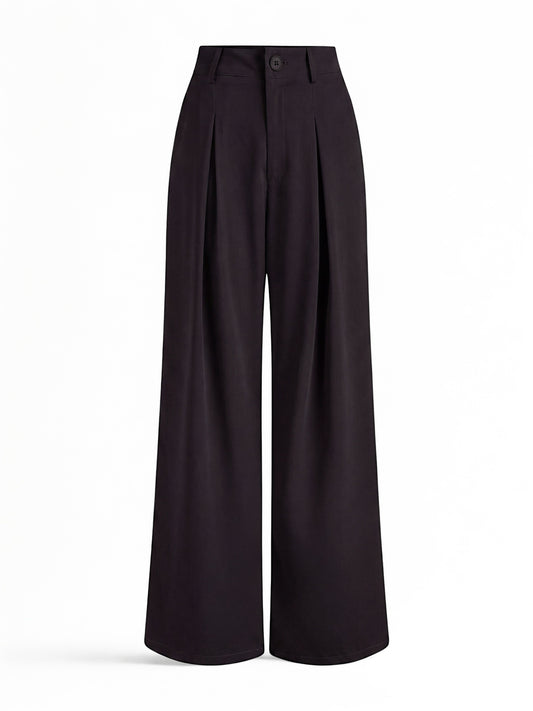 Everyday Korean Wide-Leg Pants- Black