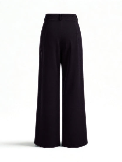 Everyday Korean Wide-Leg Pants- Black