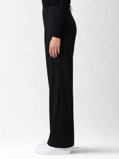 Everyday Korean Wide-Leg Pants- Black