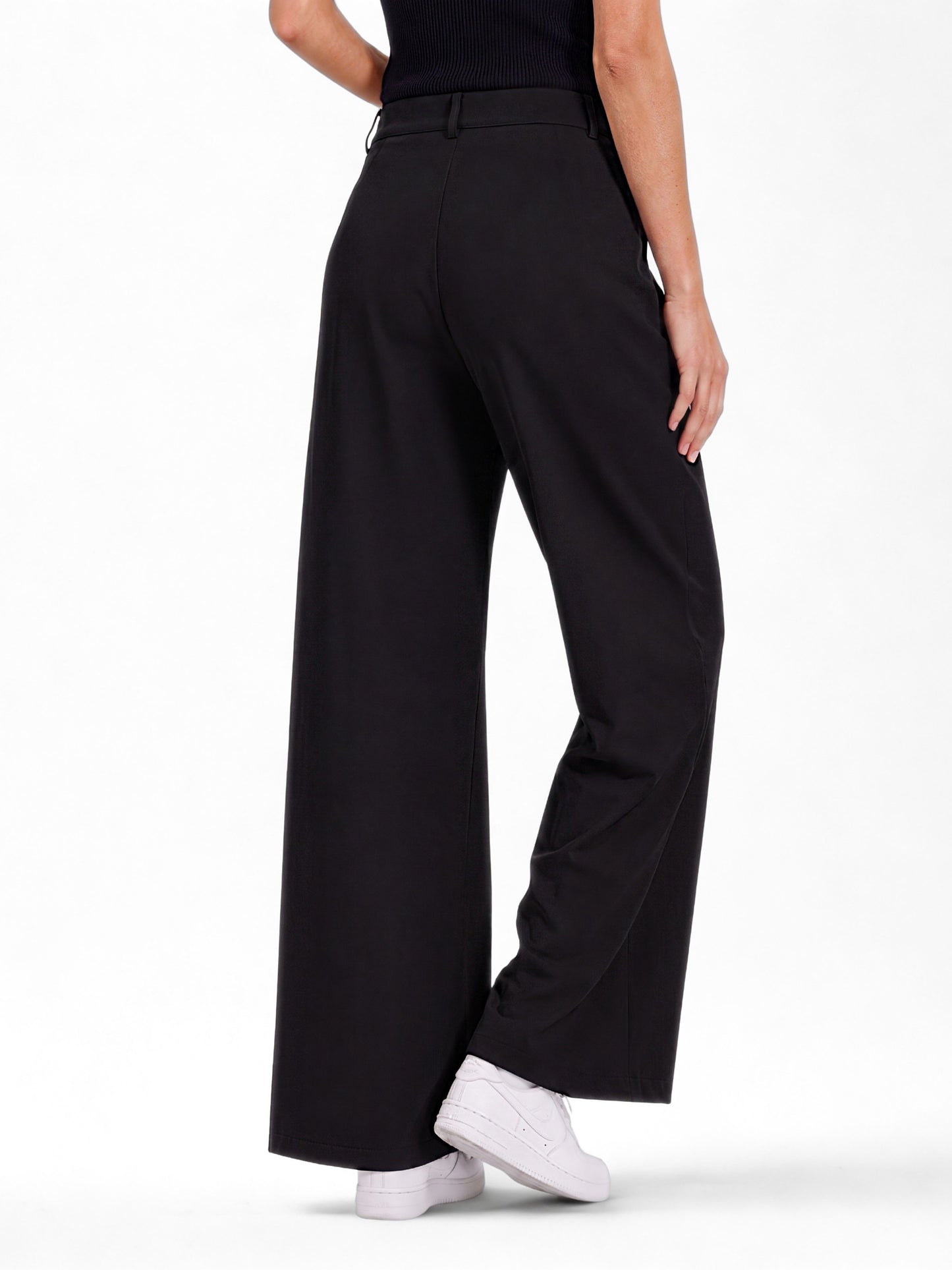 Everyday Korean Wide-Leg Pants- Black